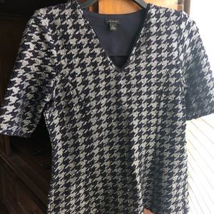 Ann Taylor Navy and Silver V-Neck Top, XS